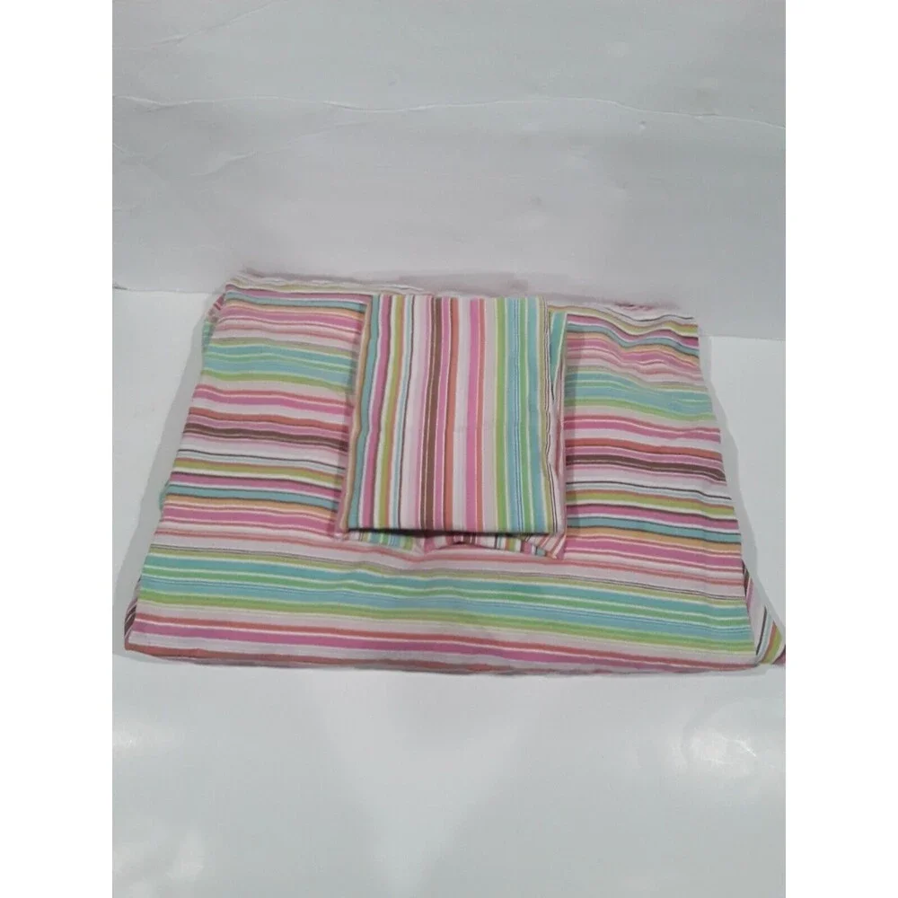 Vintage Laura Ashley Sheets Flat, Fitted Sheet and 2 Pillowcases, Striped. Twin